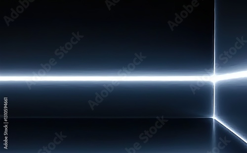 Minimalistic Space with Neon Light Beam Casting Shadows on Sleek Surface