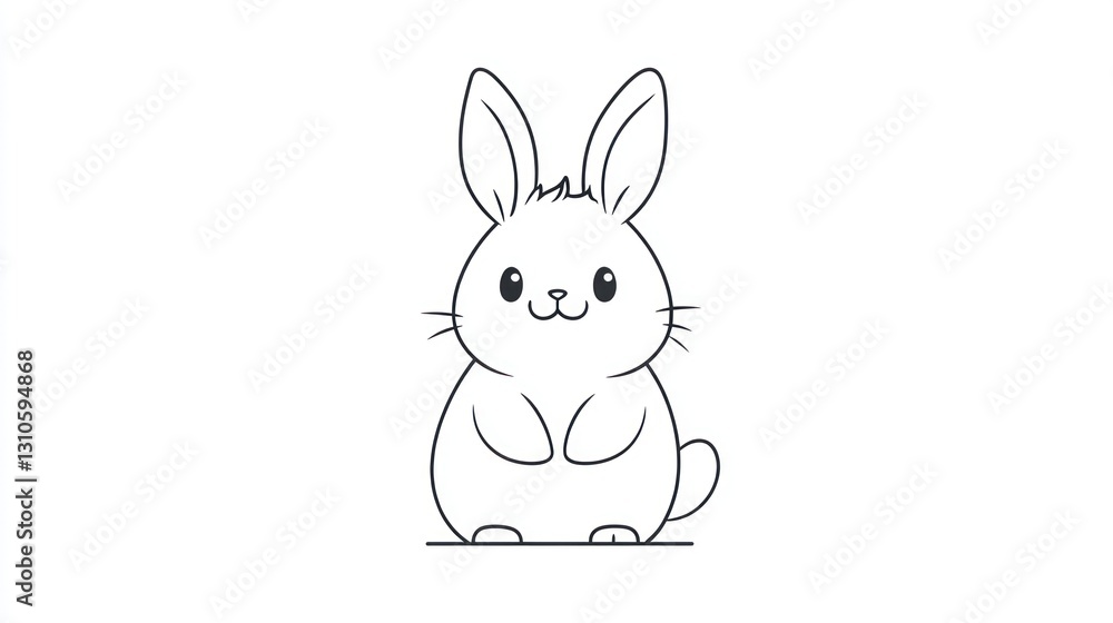 A cute cartoon illustration of a standing white rabbit animal A cute cartoon illustration of a standing white rabbit animal