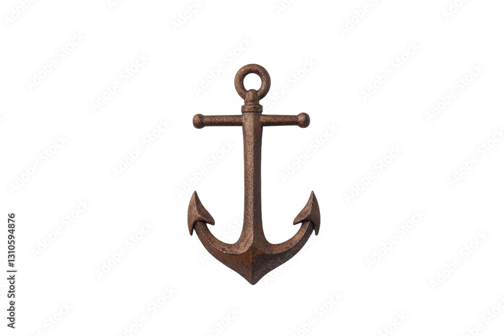 Rusty anchor is shown on a white background, isolated Rusty anchor is shown on a white background, isolated