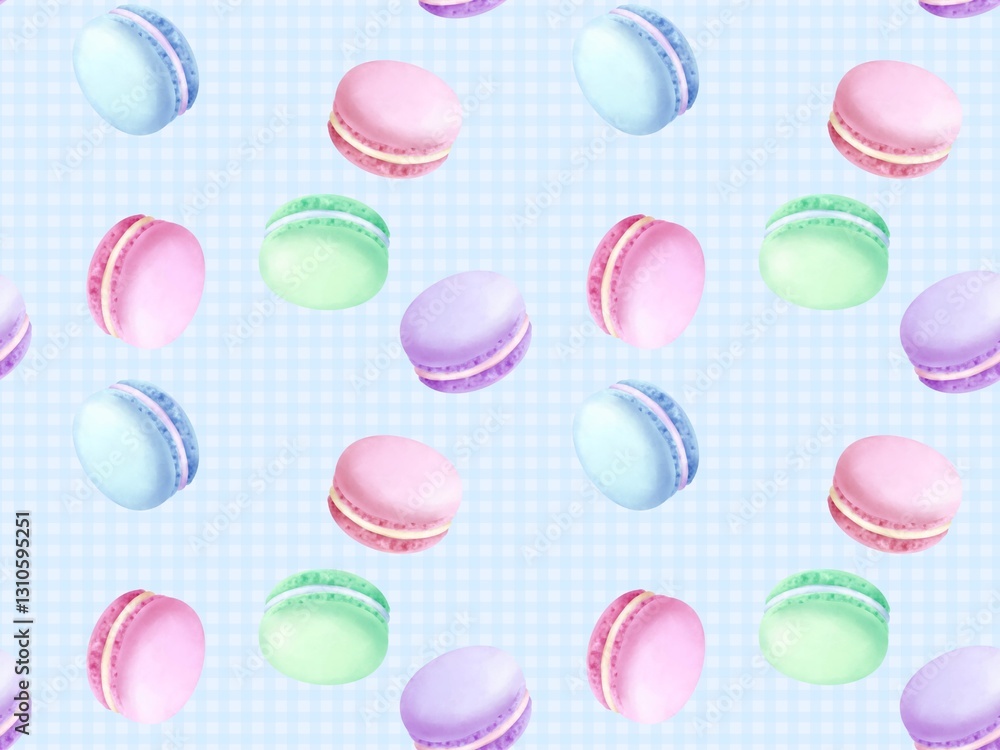Obraz premium マカロンのシームレスパターン B-4