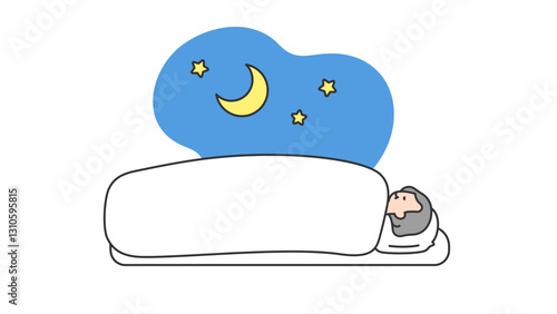 睡眠：布団で横になって眠るシニア女性