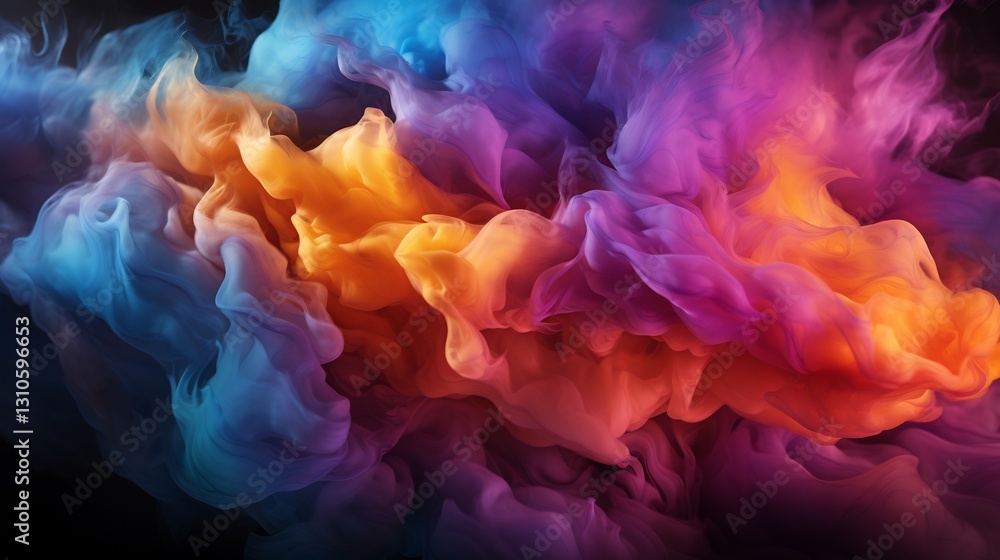Ethereal vibrancy of swirling pigments creating captivating visual spectacle Ethereal vibrancy of swirling pigments creating captivating visual spectacle