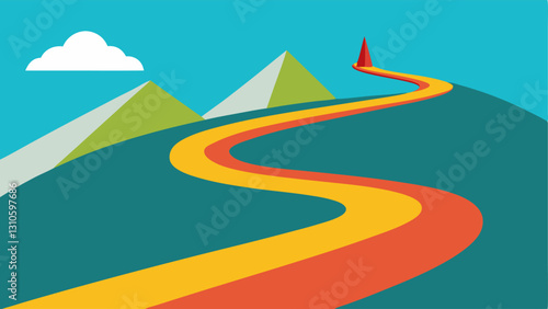 The Adventurers Path A winding path that splits into two one side is colorful and adventurous like a mountain trail while the other is plain and safe. This illustrates the choice