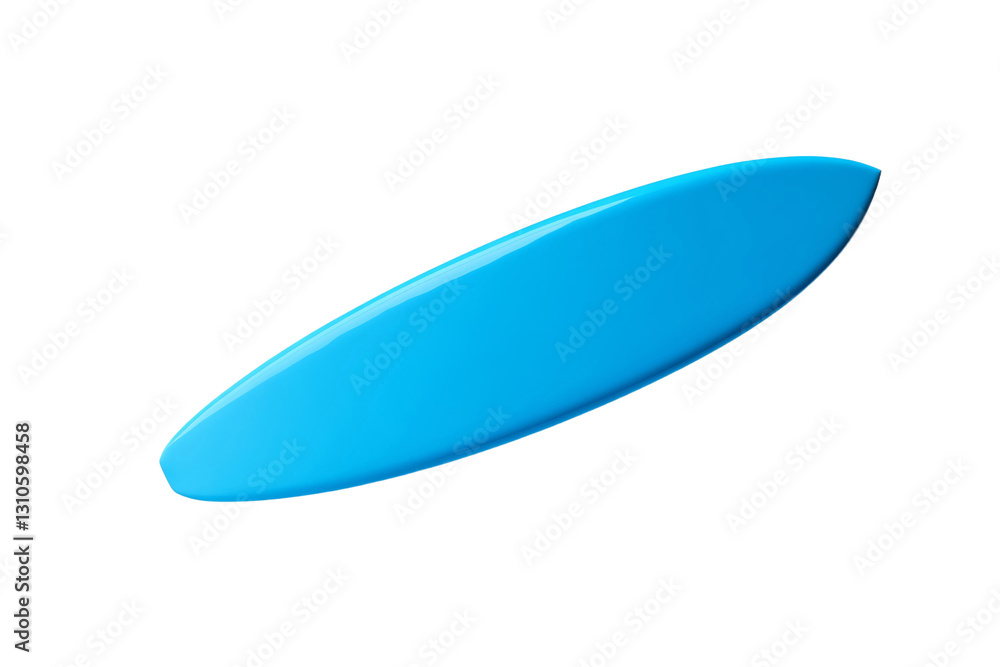 Blue surfboard is shown on a white background, isolated Blue surfboard is shown on a white background, isolated