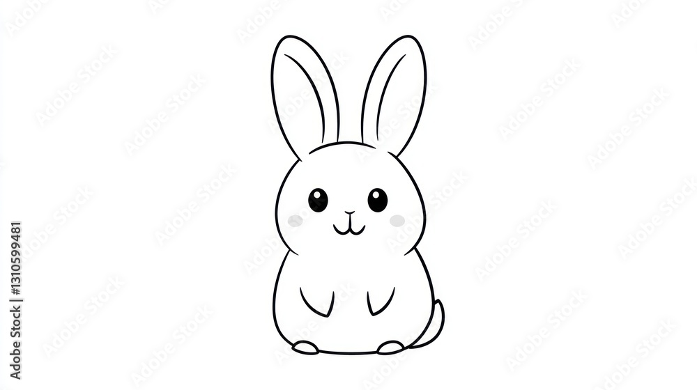 An adorable illustrated rabbit character with tall upright ears An adorable illustrated rabbit character with tall upright ears