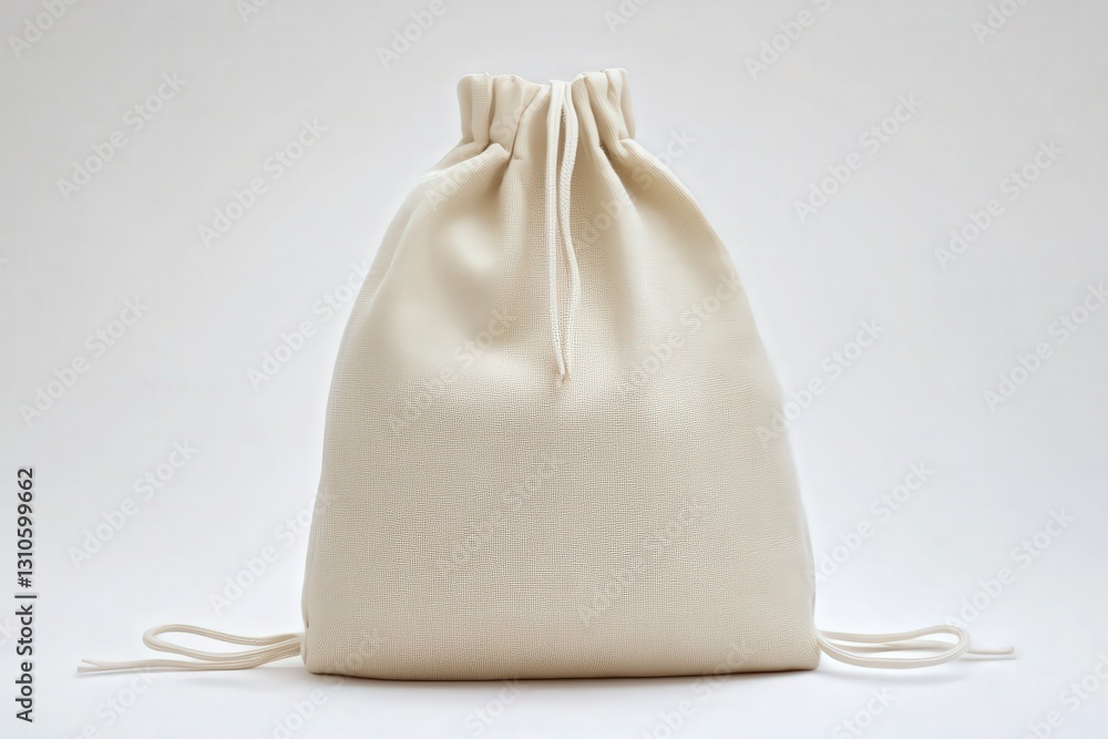 Cream Drawstring Bag Studio Shot. Cream Drawstring Bag Studio Shot.