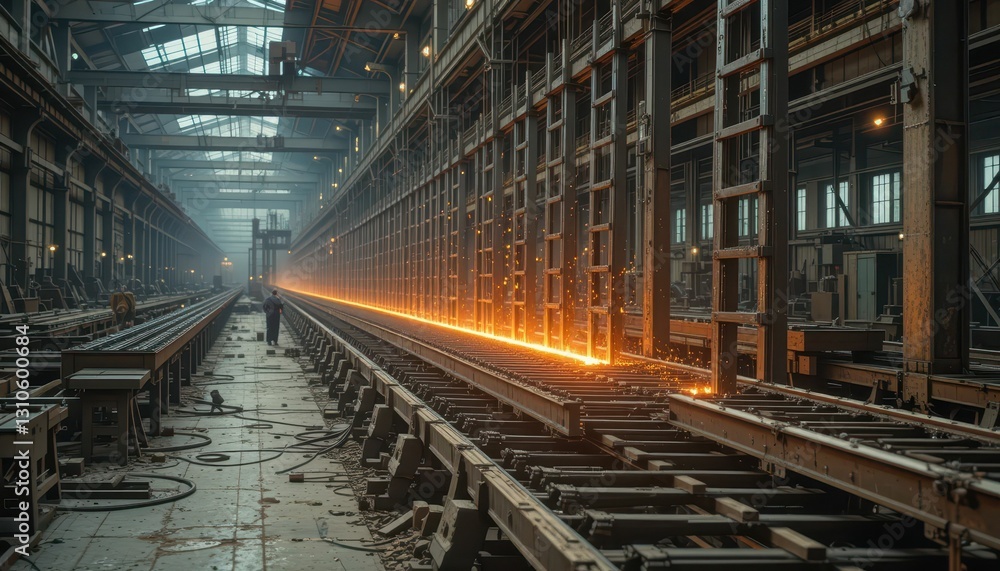 Industrial Workshop with Melting Metal and Workshop Machinery