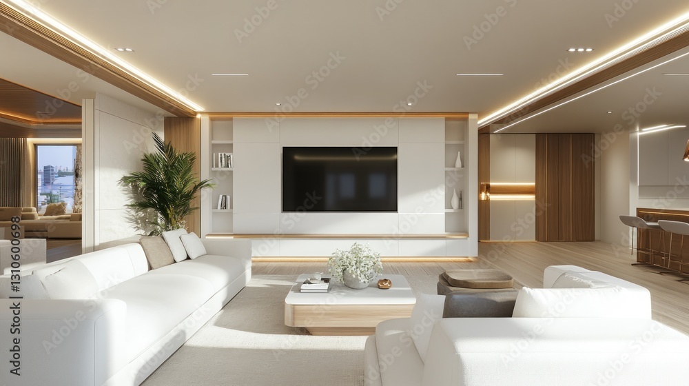 Fototapeta premium Modern living room with sleek furniture and natural light