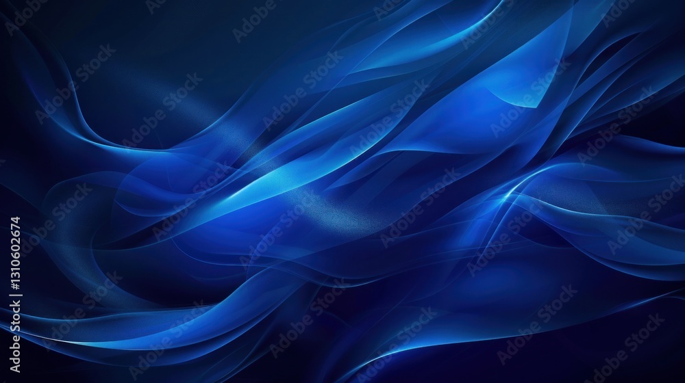 Obraz premium Abstract blue waves flowing gracefully across a dark background (1)