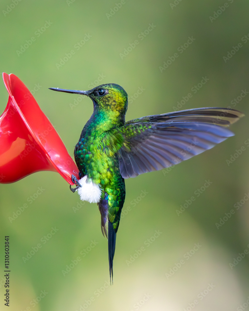Fototapeta premium Hummingbird flying eating