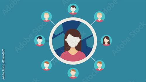 Social Media Mirror A cracked mirror reflecting s of various disconnected generic avatars the deceptive nature of social media follower ations.