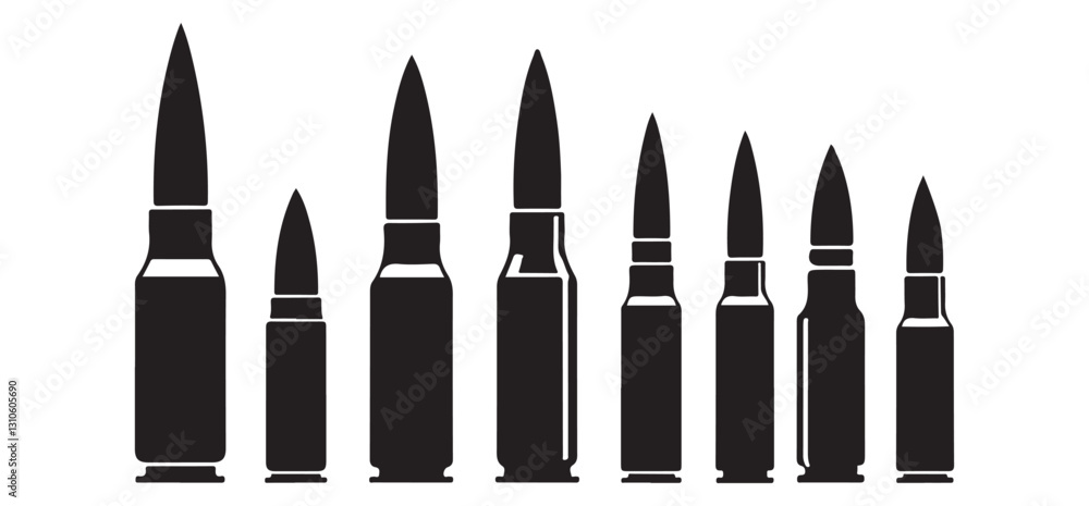 Various cartridge bullet collection ammunition vector illustration Various cartridge bullet collection ammunition vector illustration