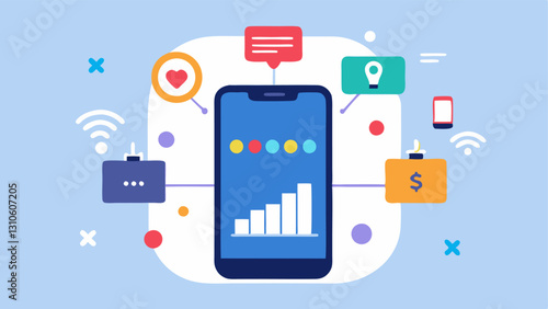 RealTime Alerts A smartphone displaying notifications from a trading bot with icons representing market alerts and trade opportunities.