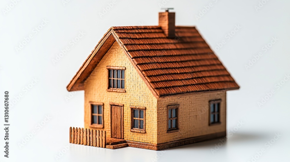 A simple yet charming house isolated on a bright white background perfect for real estate and home design concepts A simple yet charming house isolated on a bright white background perfect for real estate and home design concepts