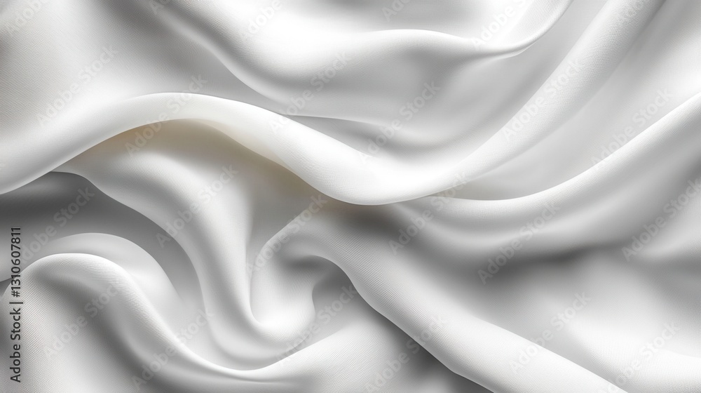 Naklejka premium Elegant cloth folds with gentle waves, texture detail, soft lighting, white background