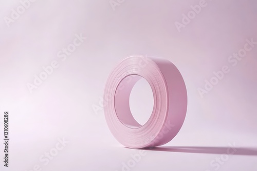 Pink Tape Roll on Pale Background.