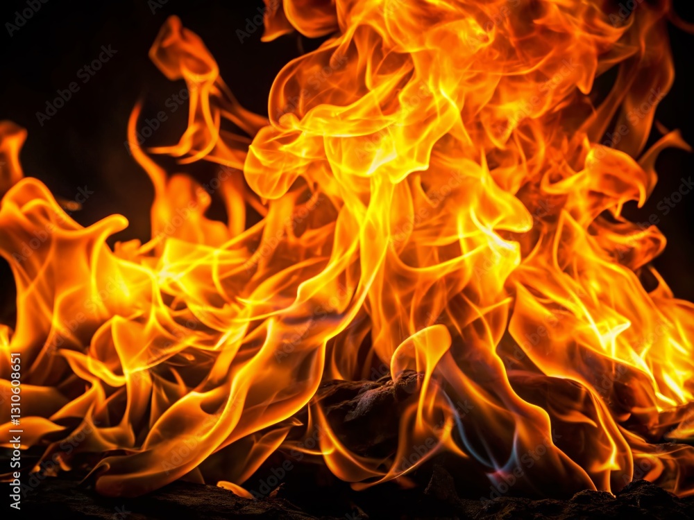 Macro Photography: Fiery Orange Flames Dancing in Night's Embrace Macro Photography: Fiery Orange Flames Dancing in Night's Embrace
