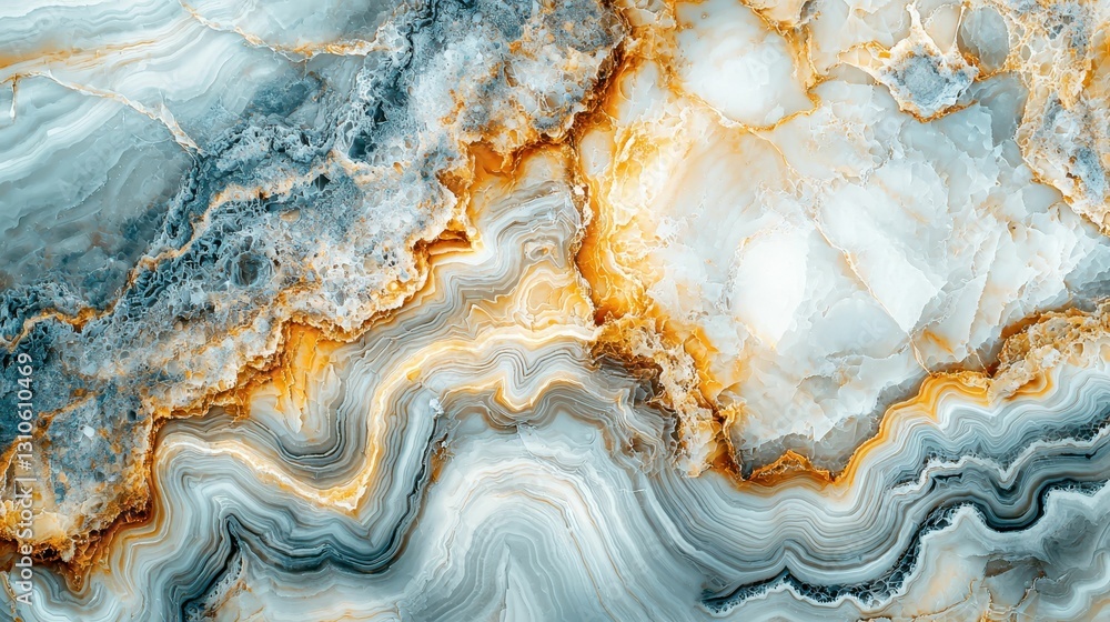 Fototapeta premium Dynamic Swirling Marble Pattern in Muted Blue and Orange Tones