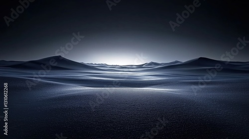 Serene Ocean Waves Under a Mystical Blue Twilight with Gentle Light Reflection
