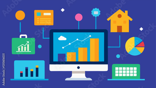 Property Portfolio Dashboard A digital dashboard with graphs and property images allowing users to manage their real estate assets online effectively through blockchain.