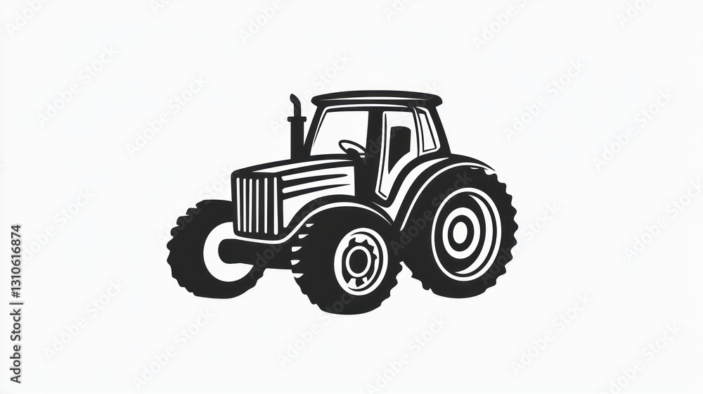 Obraz premium Tractor silhouette, classic farm vehicle, simple design, for agricultural use