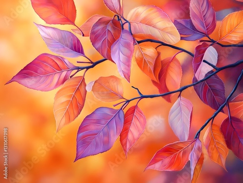 Vibrant Autumn Foliage with Colorful Leaves on Branches