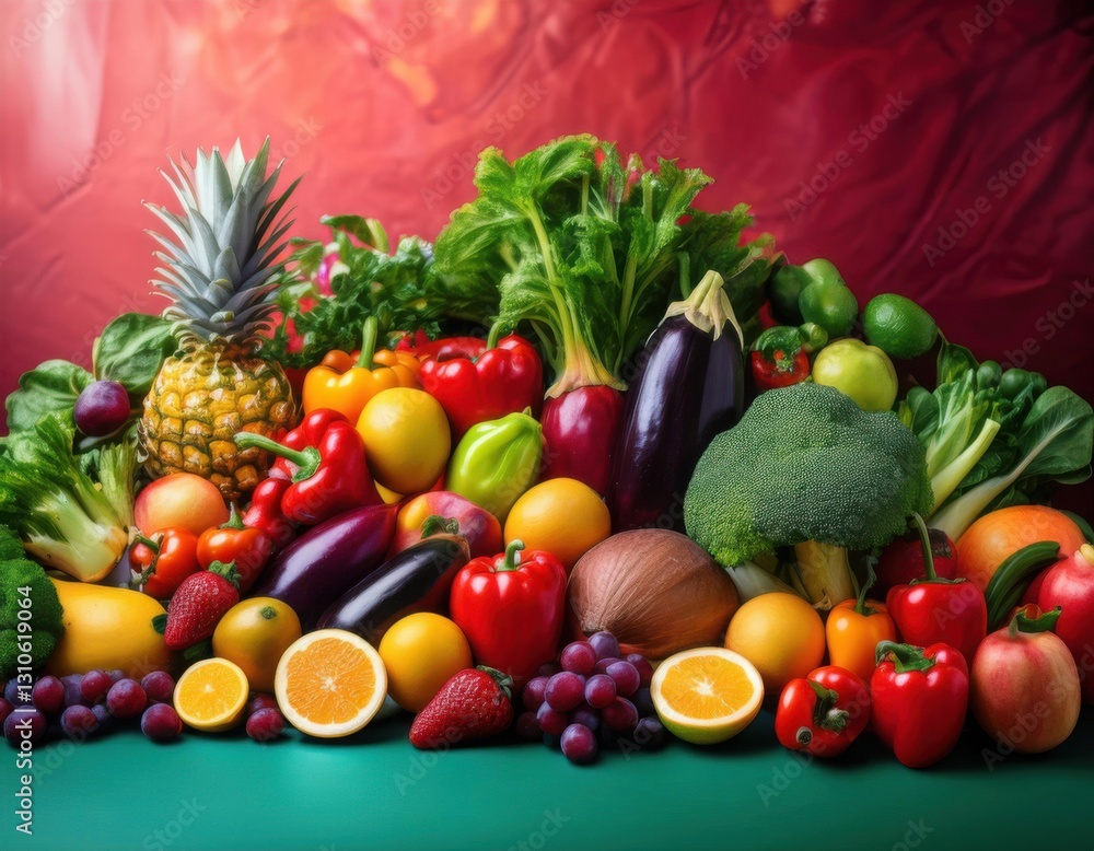 Fresh fruits and vegetables promoting natural health and vibrant living Fresh fruits and vegetables promoting natural health and vibrant living