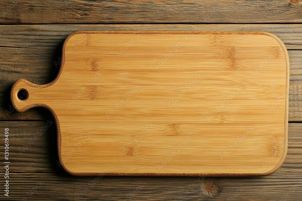 Bamboo Cutting Board on Wooden Table. Bamboo Cutting Board on Wooden Table.