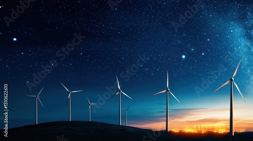 A cinematic night city powered by renewable energy