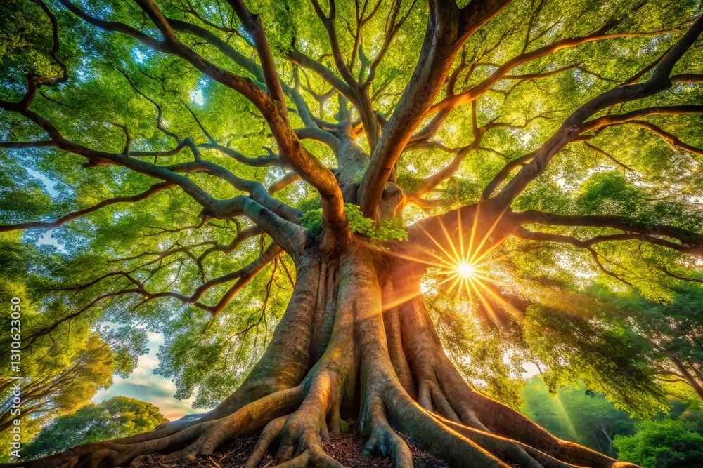 Fototapeta premium Majestic Ancient Tree - Nature's Timeless Beauty, AI Generated Stock Photo
