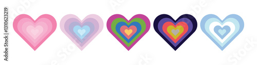 Vector set tunnel romantic hearts
