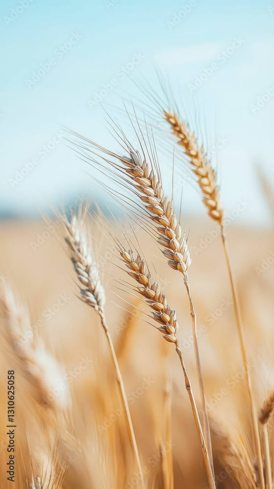 Minimalist Rural Landscape with Soft Focus on Wheat Stalks Minimalist Rural Landscape with Soft Focus on Wheat Stalks