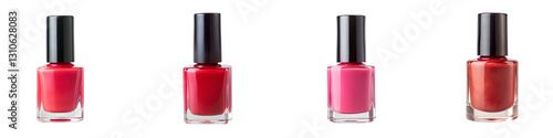 Vibrant nail polish bottle close-up isolated on a transparent background.