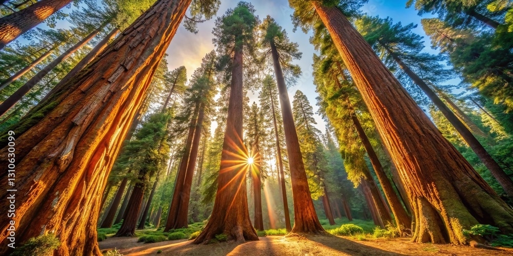 Naklejka premium Majestic Giant Redwood Trees in Sequoia National Park, California - USA