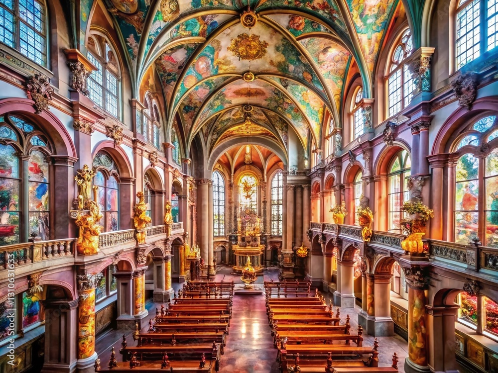 Obraz premium Majestic Heidelberg Jesuit Church Interior: Drone Photography, High-Resolution Image of Architectural Details