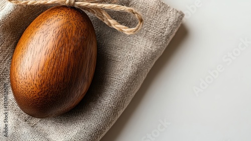 Minimalist product photography of handcrafted wooden egg photo