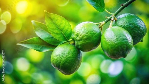 Wallpaper Mural Minimalist Green Lime Tree Photography: Fresh Citrus, Summer Fruit, Lush Foliage, Vibrant Green, Simple Background Torontodigital.ca