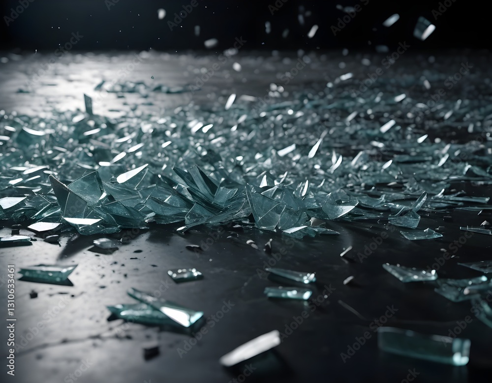 Obraz premium Shattered Glass on Dark Surface