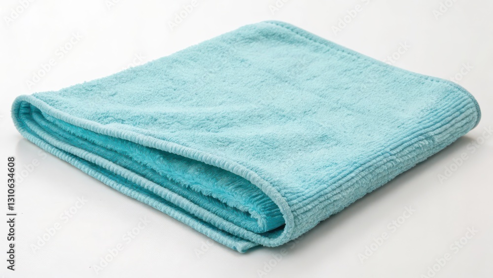 Light Blue Terrycloth Towel on White Background Light Blue Terrycloth Towel on White Background
