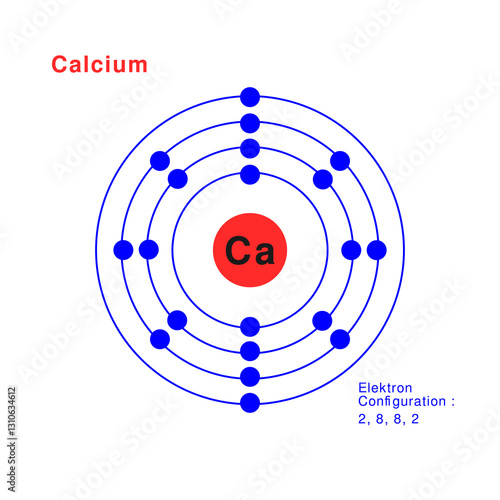 Bohr model of the Calcium atom. electron structure of Calcium