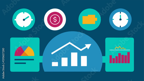 Monitoring Economic Indicators A dashboard with various economic indicators inflation rate unemployment rate GDP growth with a central bank icon in the corner indicating its role