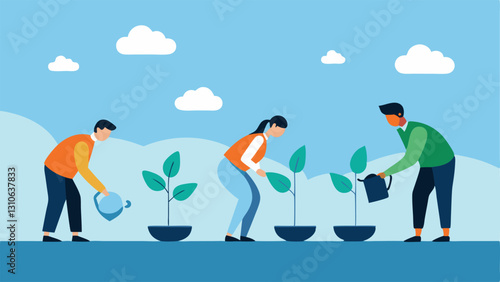 Resilience Individuals planting seeds in the ground labeled Plan for the Future with sprouting plants representing growth and lessons learned from past bubbles and crashes.