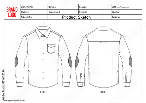 Shirt vector illustration template with tech pack details