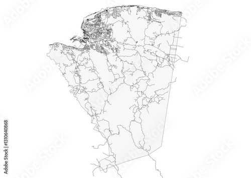 vector map of highways in the saint james region of jamaica with black and white color