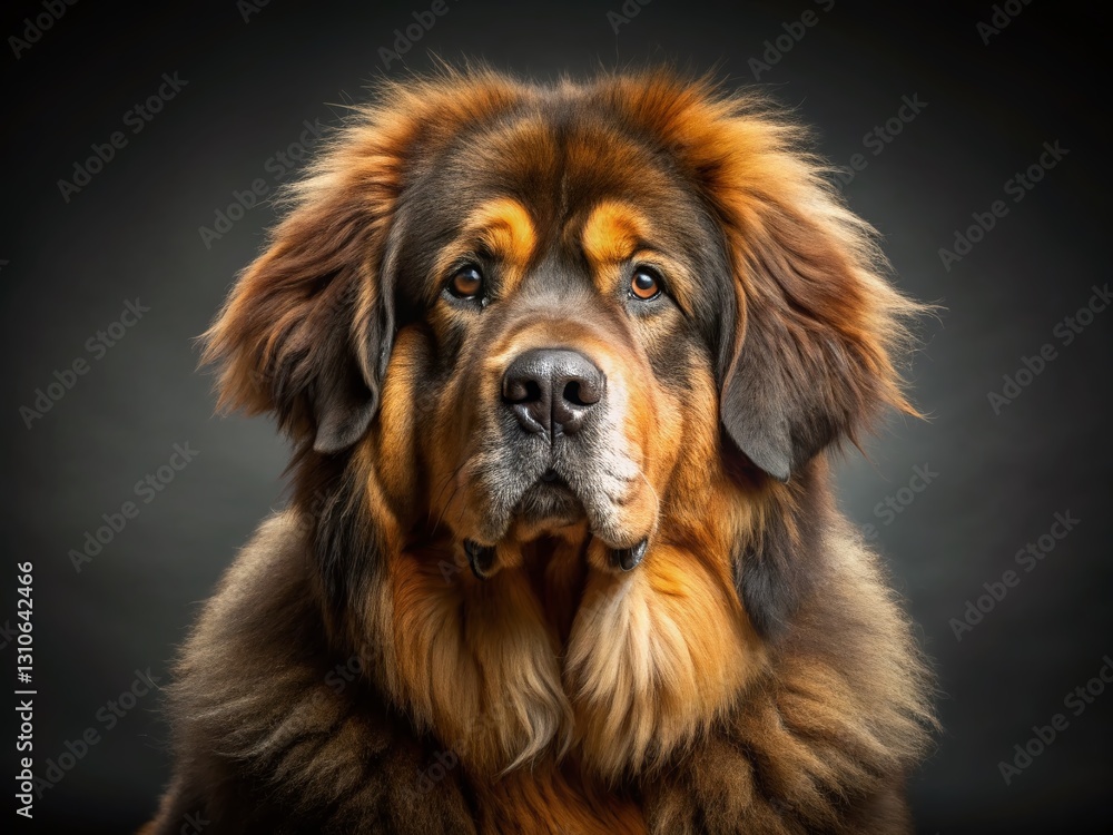 Fototapeta premium Majestic Tibetan Mastiff Studio Portrait: Minimalist Dog Photography