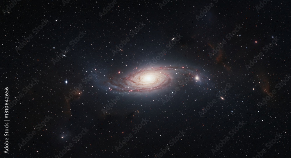 Naklejka premium Swirling Spiral Galaxy Shining Brightly with Distant Stars in Deep Space