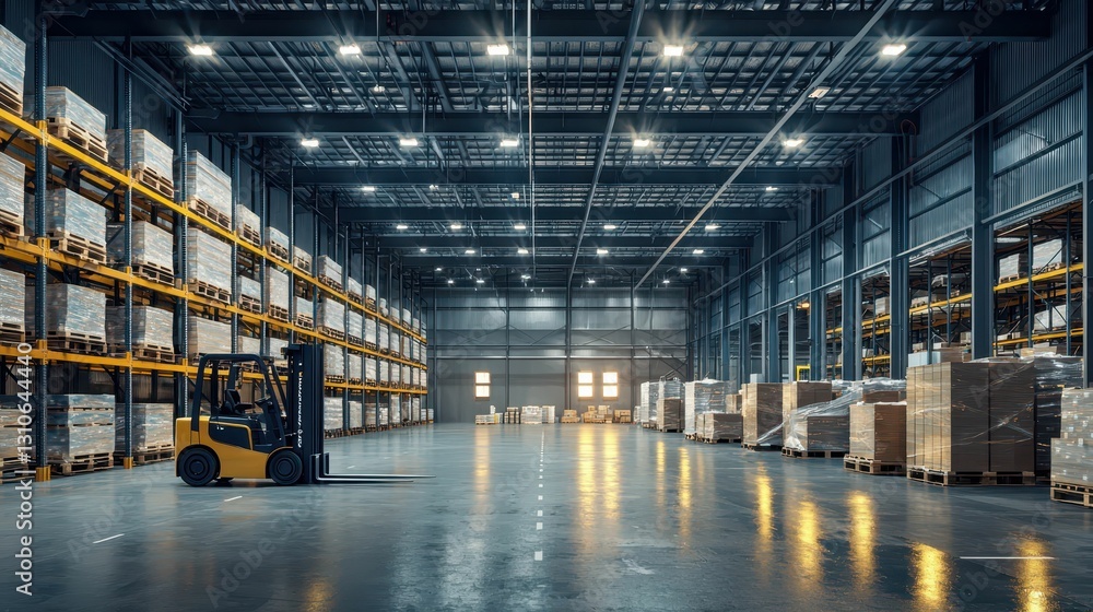 Sleek and Modern Warehouse Interior with Streamlined Design Elements Sleek and Modern Warehouse Interior with Streamlined Design Elements