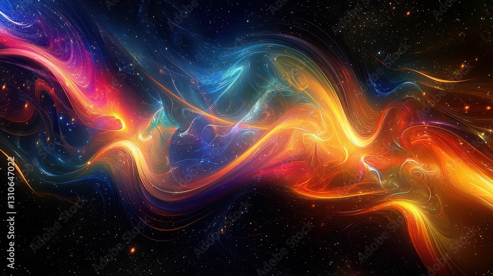 Vibrant Digital Abstract Art with Colorful Spotlights in Space Vibrant Digital Abstract Art with Colorful Spotlights in Space