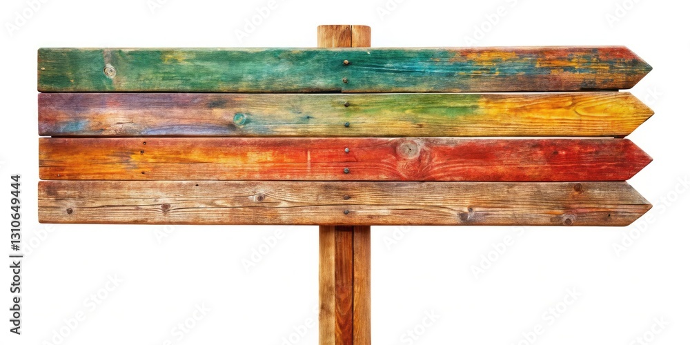 Fototapeta premium Wooden Signboard, Rectangular Plank Sign, Rustic Wood Sign, Pole Sign, Blank Sign, Empty Signboard, Isolated Sign, Wooden Signage, Rustic Signage, Outdoor Sign