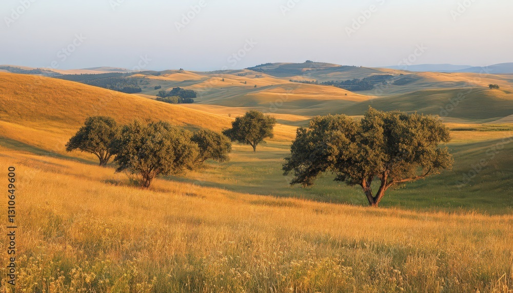 Fototapeta premium Rolling Hills bathed in Golden Sunlight